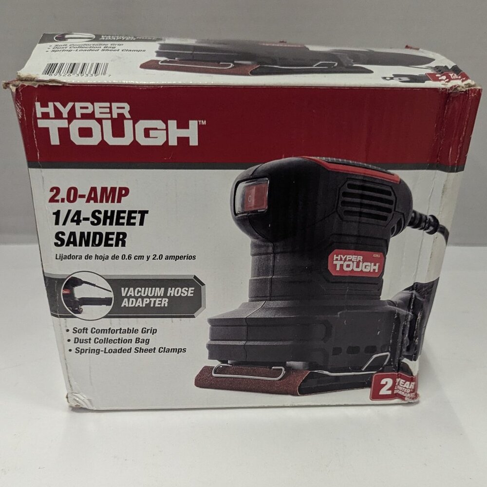 Hyper Tough 2 Amp Corded 1/4 Sheet Palm Sander w/ Dust Bag – Black